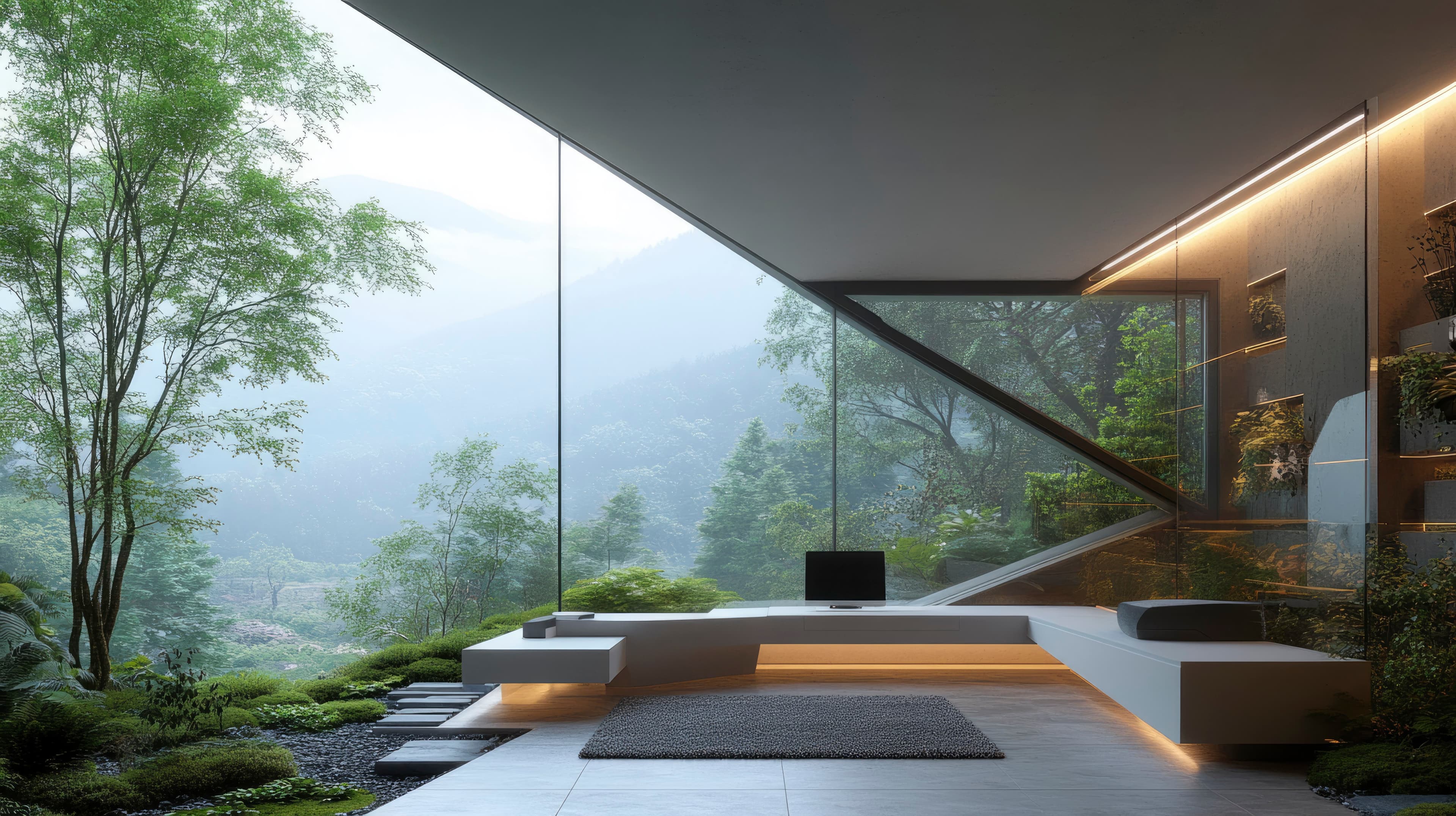 Modern architectural interior with clean, elevated design